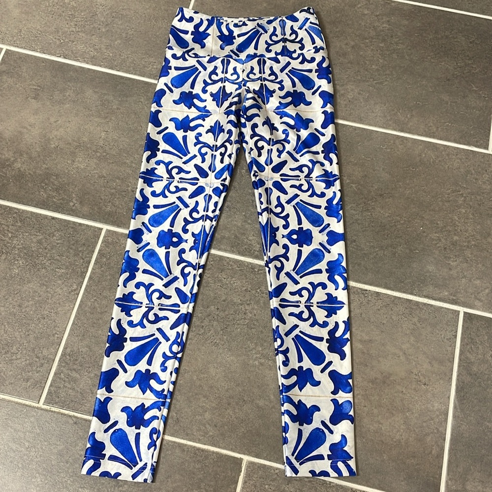 Goldsheep Blue/white Pattern Leggings size XS